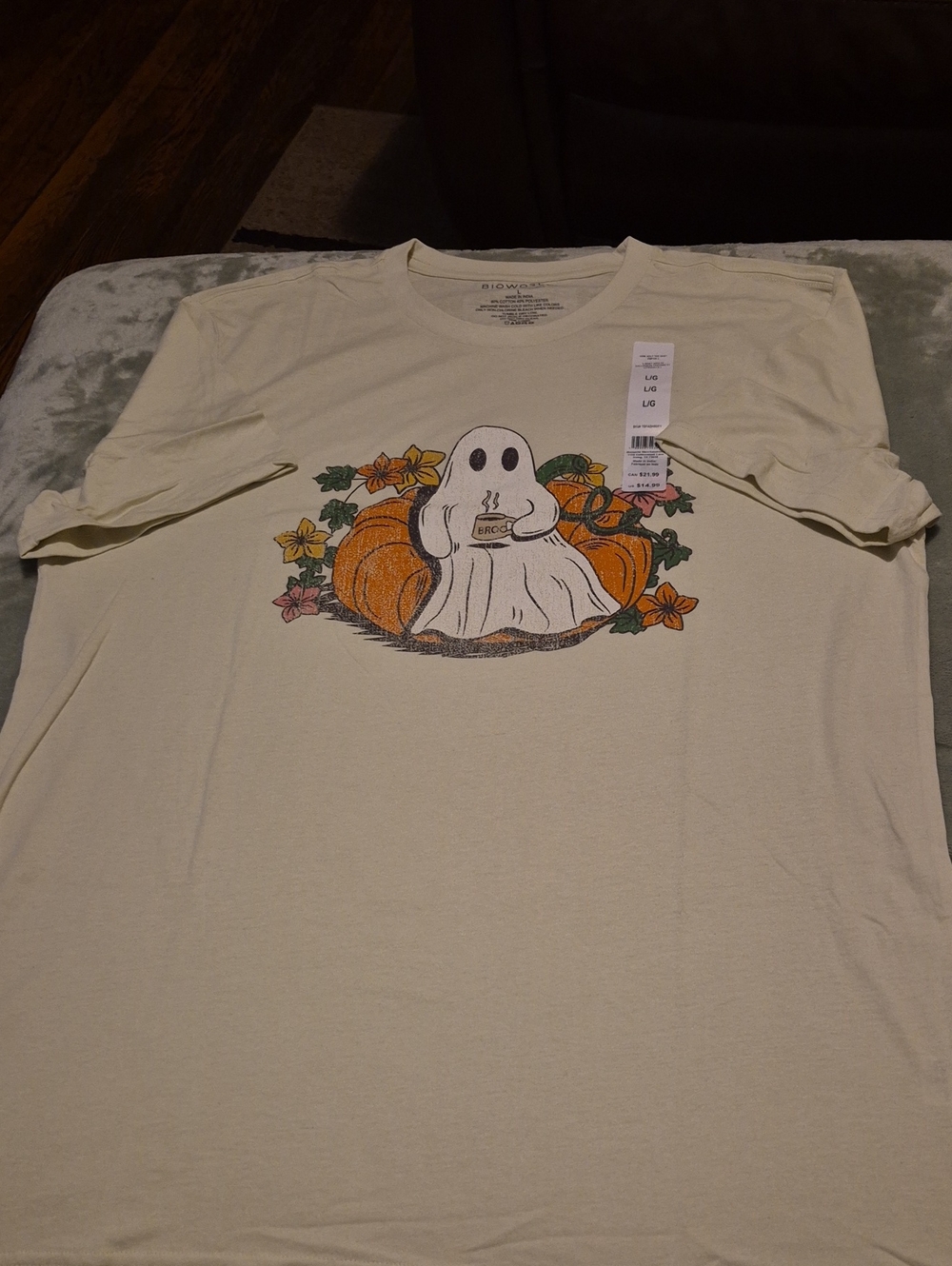 Bioworld Cream Ghost & Pumpkin Graphic Tee